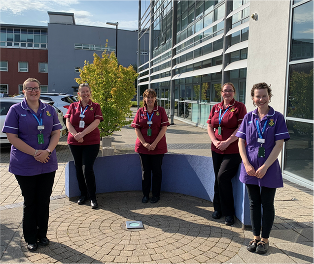 Occupational Health team five women wearing uniform